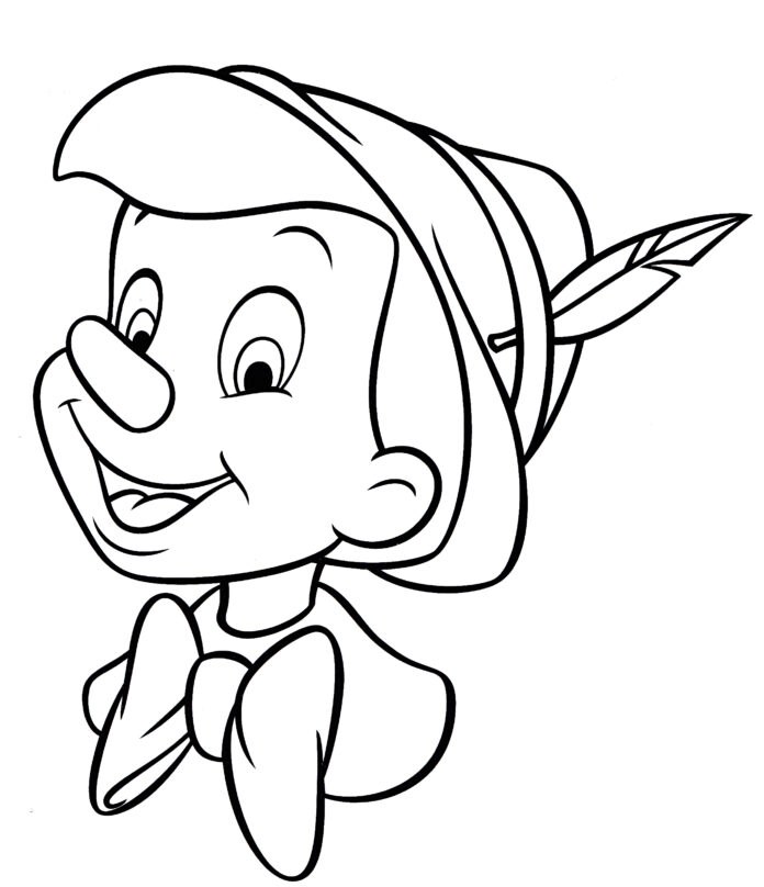 Pinocchio livro para colorir a cabeça para imprimir