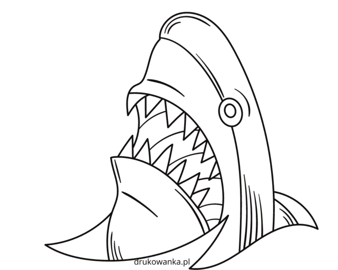 Färgbok med hajhuvud som kan skrivas ut