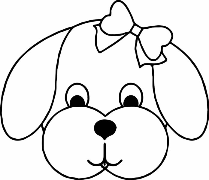 cute dog's head coloring book to print
