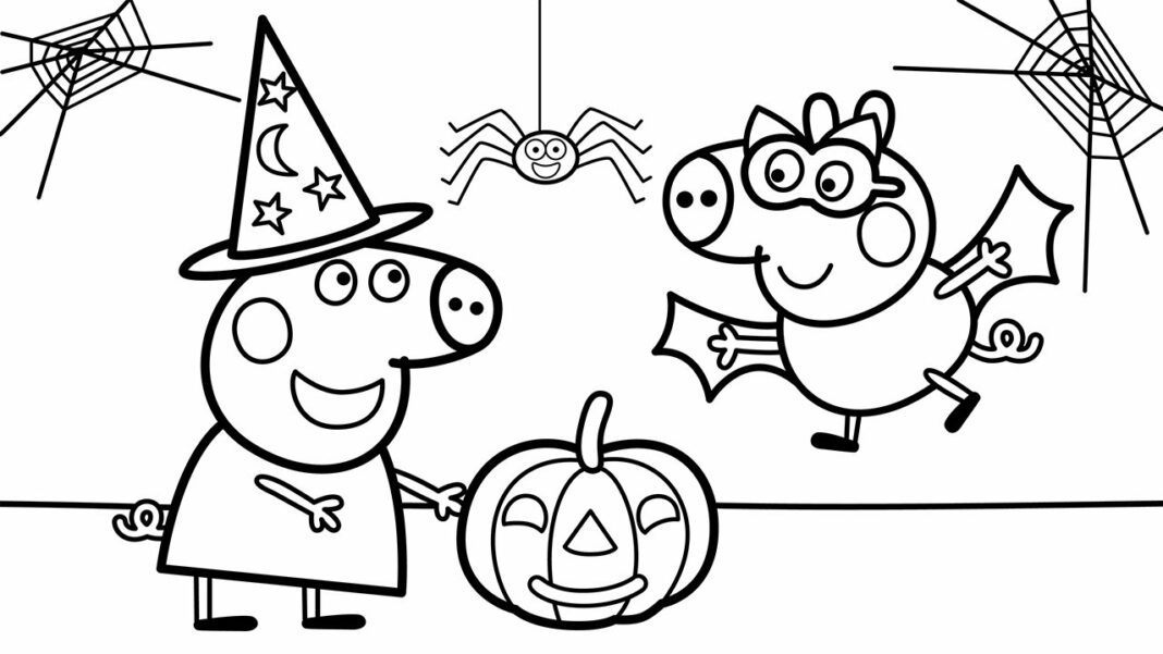 Kolorowanka Halloween świnka peppa do druku i online