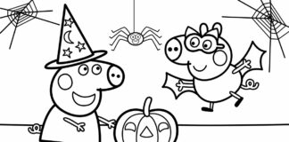 livre à colorier peppa pig pour Halloween à imprimer