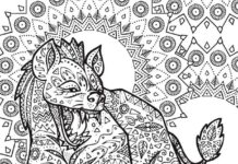 zentangle hyena coloring book to print