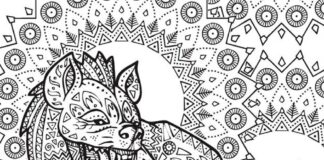 zentangle hyena Malvorlage zum Ausdrucken