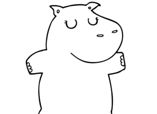 hippopotame du dessin animé pour enfant livre à colorier à imprimer