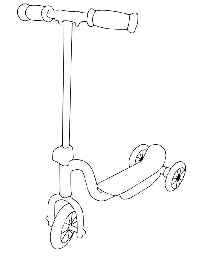 scooter with three wheels coloring book to print