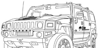 Hummer terénne auto omaľovánky na vytlačenie