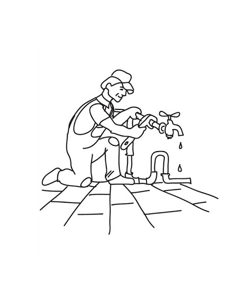 Klempner repariert ein Rohr Malbuch zum Ausdrucken