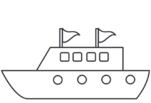yacht avec drapeaux - livre à colorier à imprimer