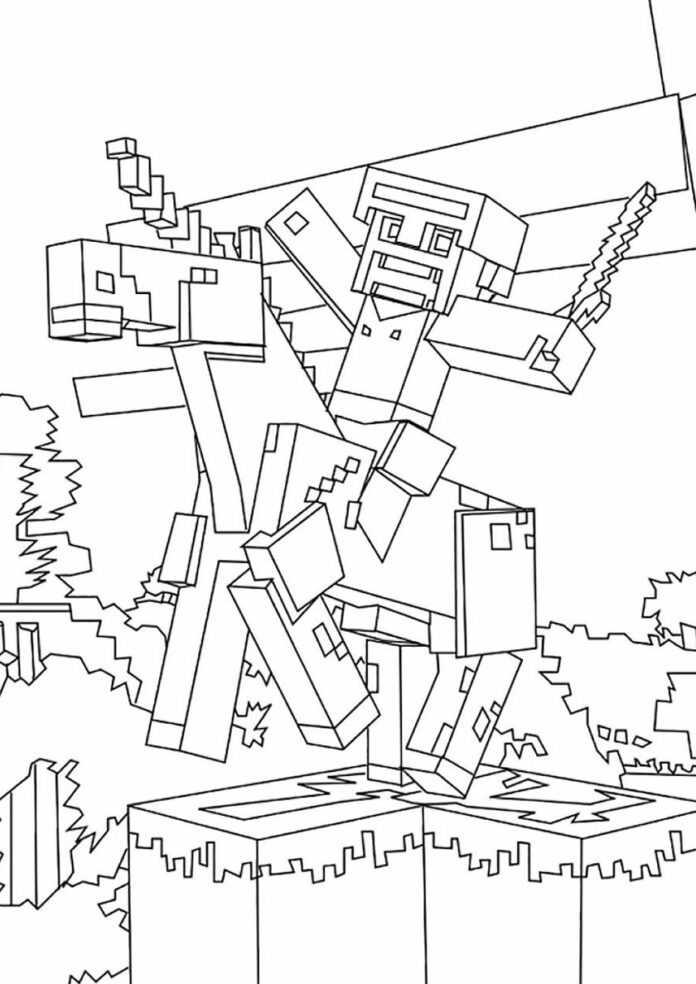 Desenho de unicórnio do minecraft para colorir