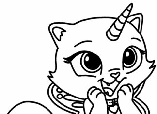 unicorn cat coloring book to print