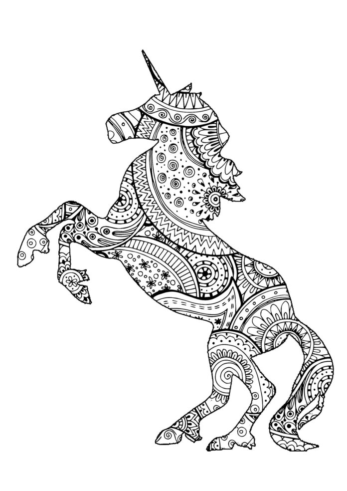 unicorn zentangle for adults coloring book to print