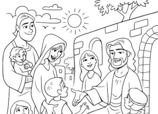 jezus chrystus i małe dzieci kolorowanka do drukowania