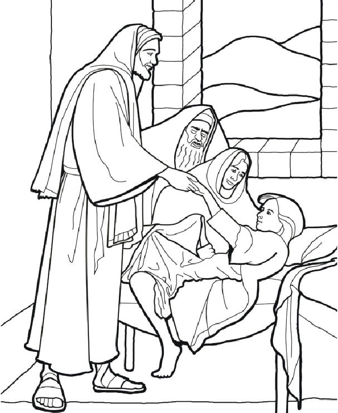 jézus meggyógyítja a betegeket nyomtatható kifestőkönyv