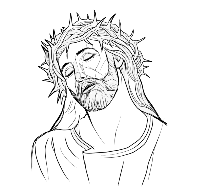 jesus with a crown of thorns coloring book to print