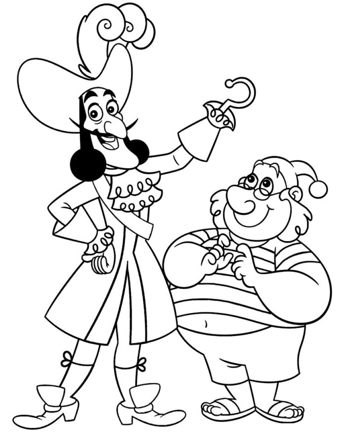 captain hook and mr smee coloring book to print