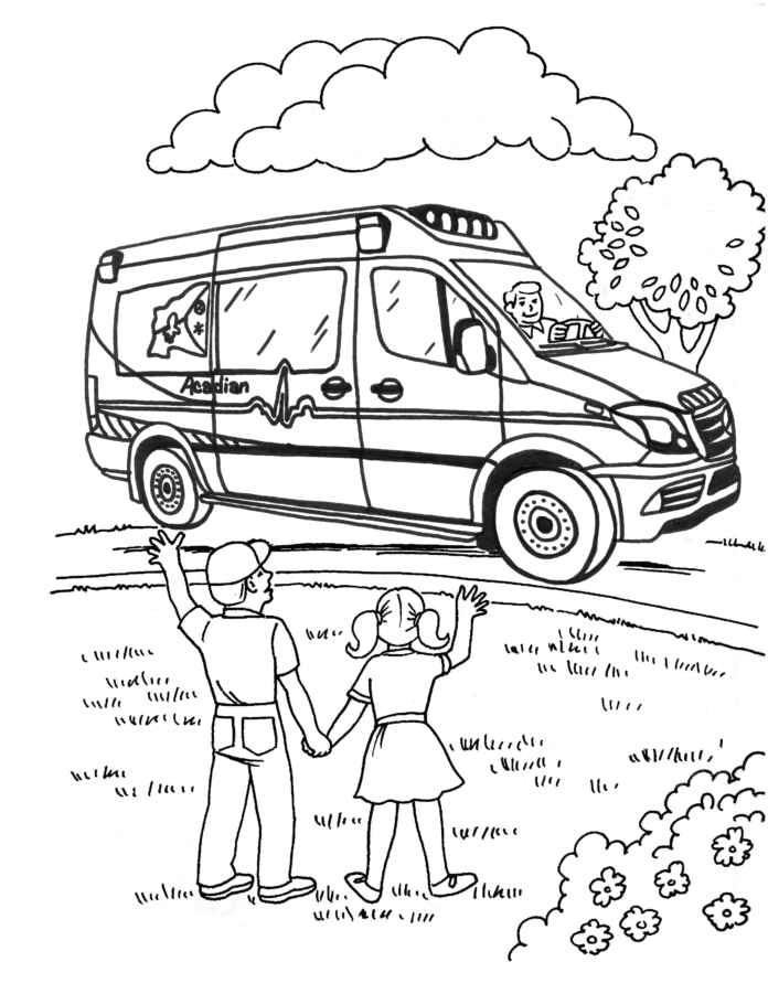 ambulance goes to help printable coloring book