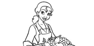 serveuse avec livre de coloriage de fruits à imprimer