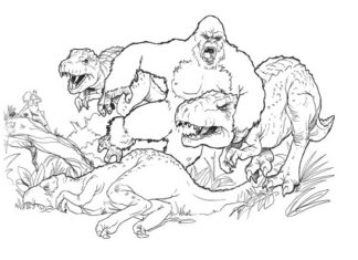 king kong and dinosaurs coloring book to print