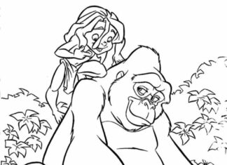 king kong from fairy tale coloring book to print