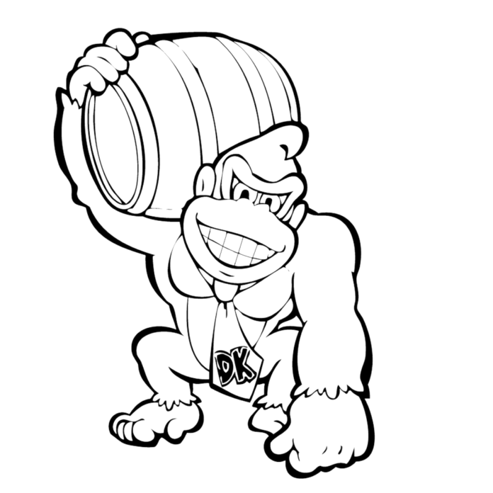 king kong with barrel coloring book to print