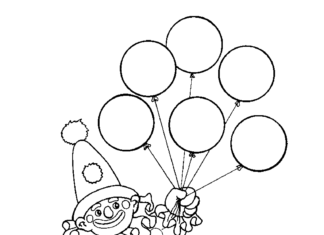 Clown mit Luftballons Malbuch zum Ausdrucken
