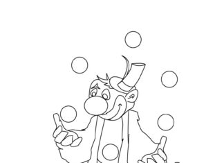 clown entertains the audience printable coloring book