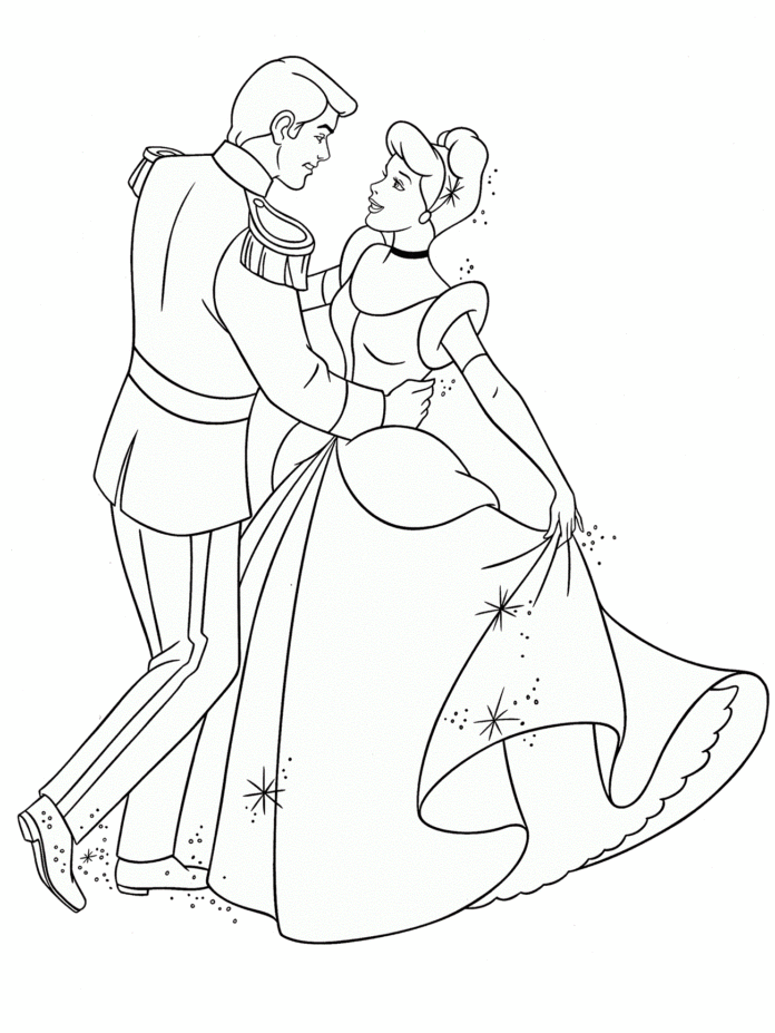 cinderella and the prince coloring book to print