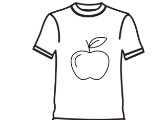 camiseta com livro de coloração de maçã para imprimir