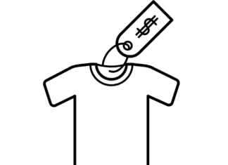 t-shirt med tag, der kan udskrives som malebog