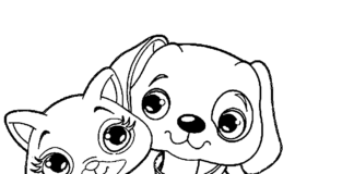 cat and dog best friends coloring book to print