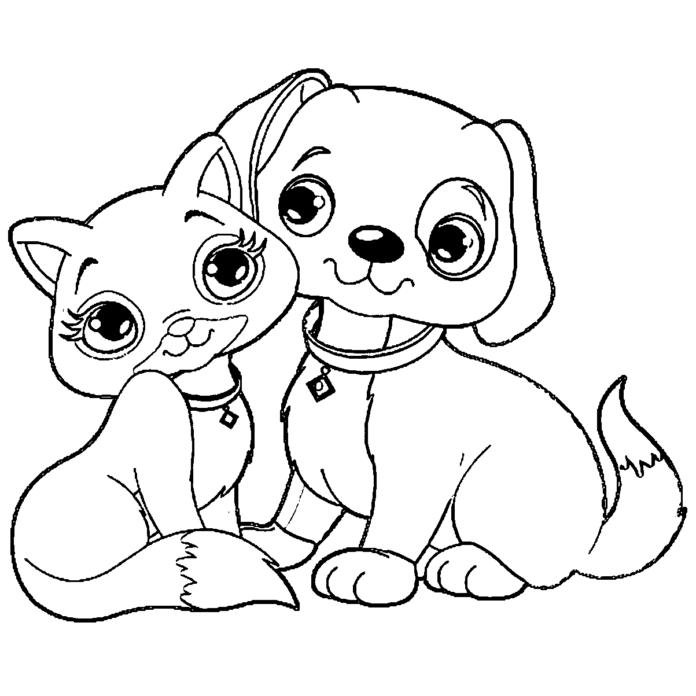 cat and dog best friends coloring book to print