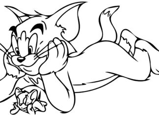 kocúr Tom a myšiak Jerry na vyfarbenie k vytlačeniu
