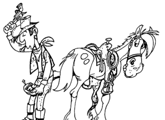 Cowboy Lucky Luke und Pferd Malbuch zum Ausdrucken