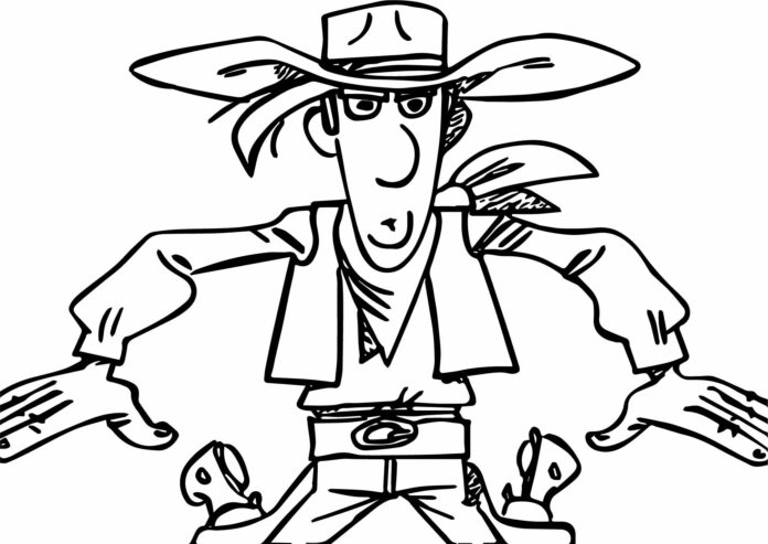 cowboy from the fairy tale lucky luke coloring book to print