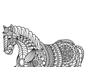 horse for adults zentangle coloring book to print