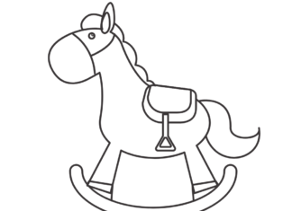 rocking horse for kids coloring book to print