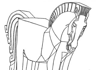 libro para colorear del caballo de Troya para imprimir