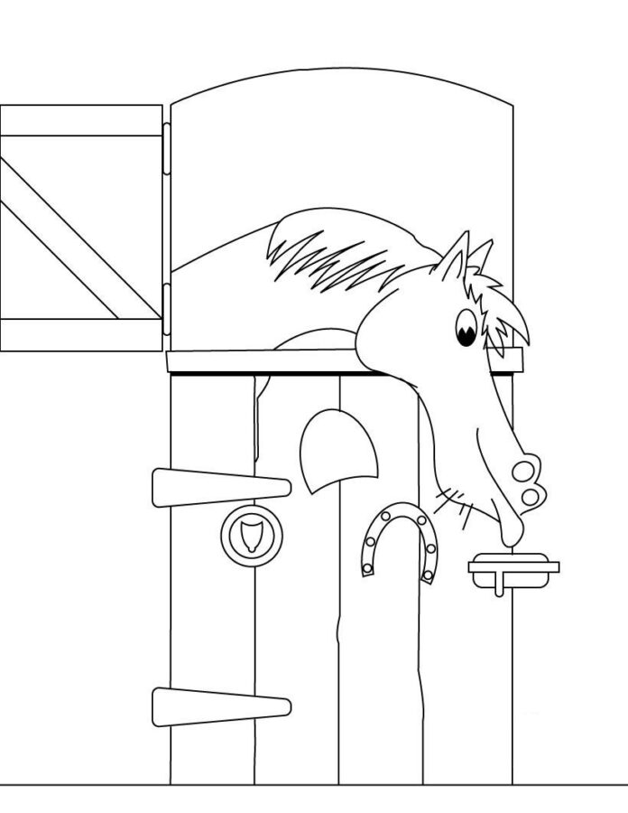 häst i stallet - en målarbok som kan skrivas ut