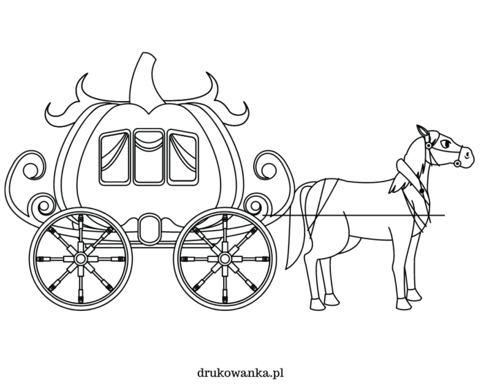 馬と馬車の塗り絵プリント