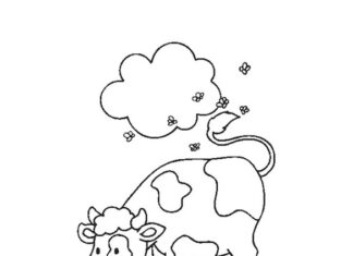 cow eats grass coloring page printable