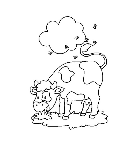 La vache mange l'herbe - livre à colorier à imprimer
