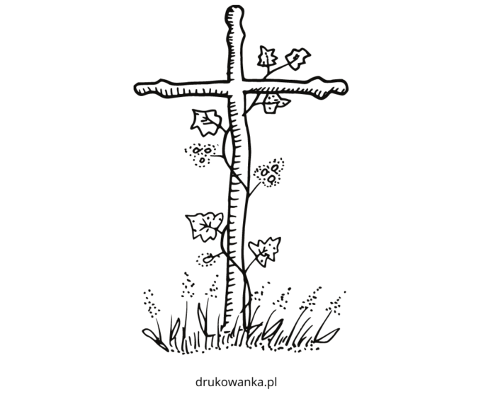 krzyż cmentarny kolorowanka do drukowania