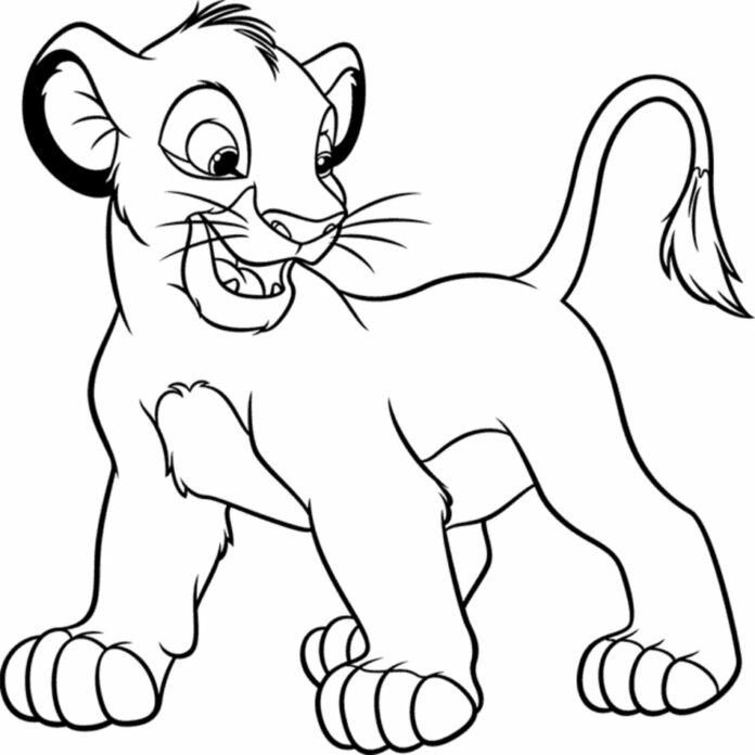 Lev kráľ Simba omaľovánky na vytlačenie