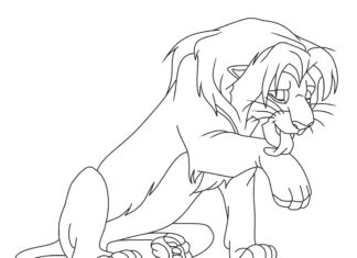 lion king from the fairy tale coloring book to print