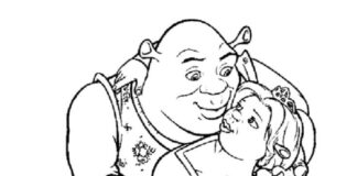 prinsesse Fiona og Shrek malebog til udskrivning