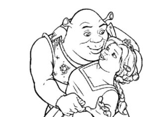 Fiona e Shrek livro para colorir para imprimir