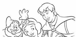 Snow White and the 7 Dwarfs coloring book to print