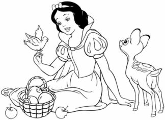 Snow White and Bambi coloring book to print