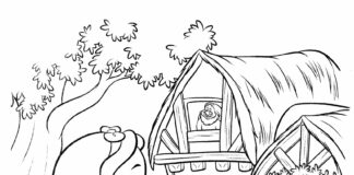 Sněhurka a dům trpaslíků - omalovánky k vytisknutí