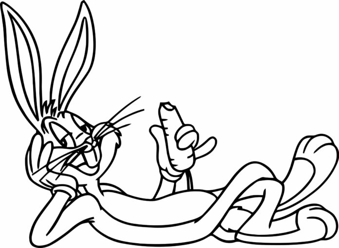 bugs rabbit eats carrots livre à colorier à imprimer